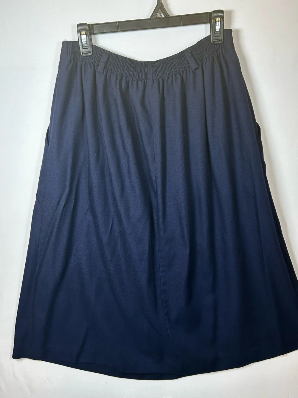 Vintage 90s Counterparts Navy Blue Midi Skirt Button Front Pleated Size 16